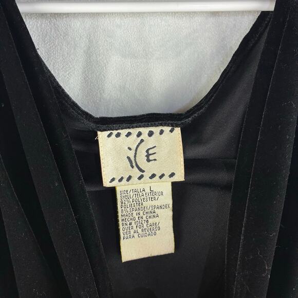 Vintage iCe Black Velvet Cowl Neck Tank Blouse Beaded Strap Womens Large Petite - Picture 6 of 8